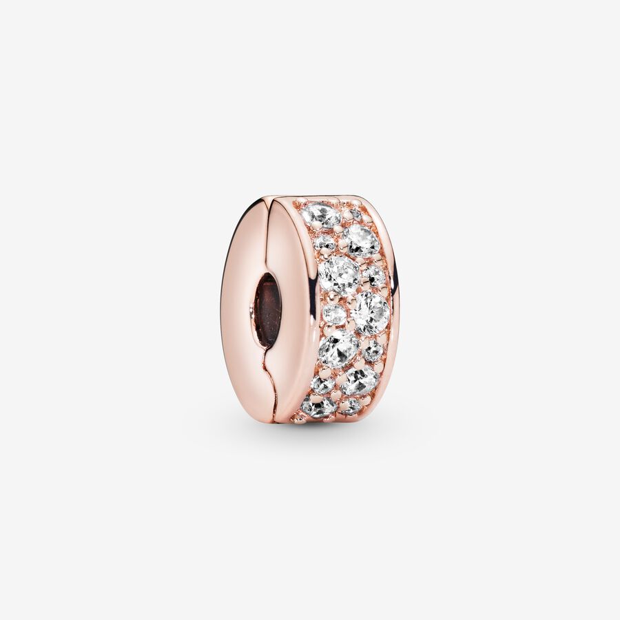 14k Rose gold-plated clip with clear cubic zirconia and silicone grip image number 0