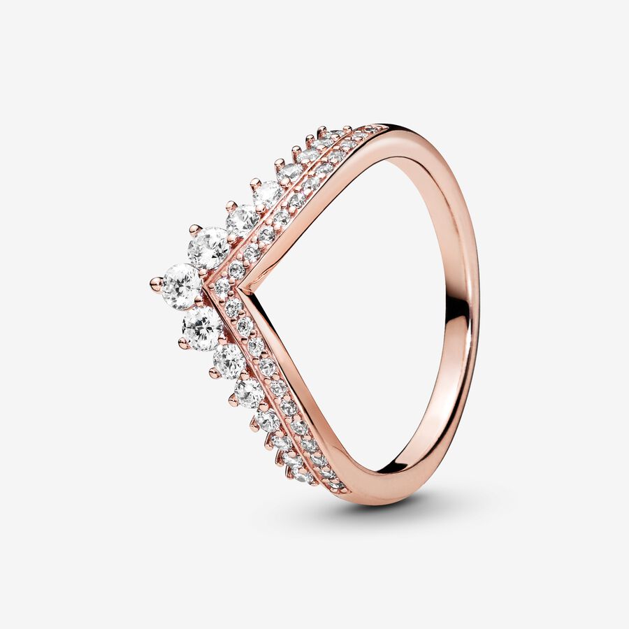 Tiara wishbone 14k rose gold-plated ring with clear cubic zirconia image number 0