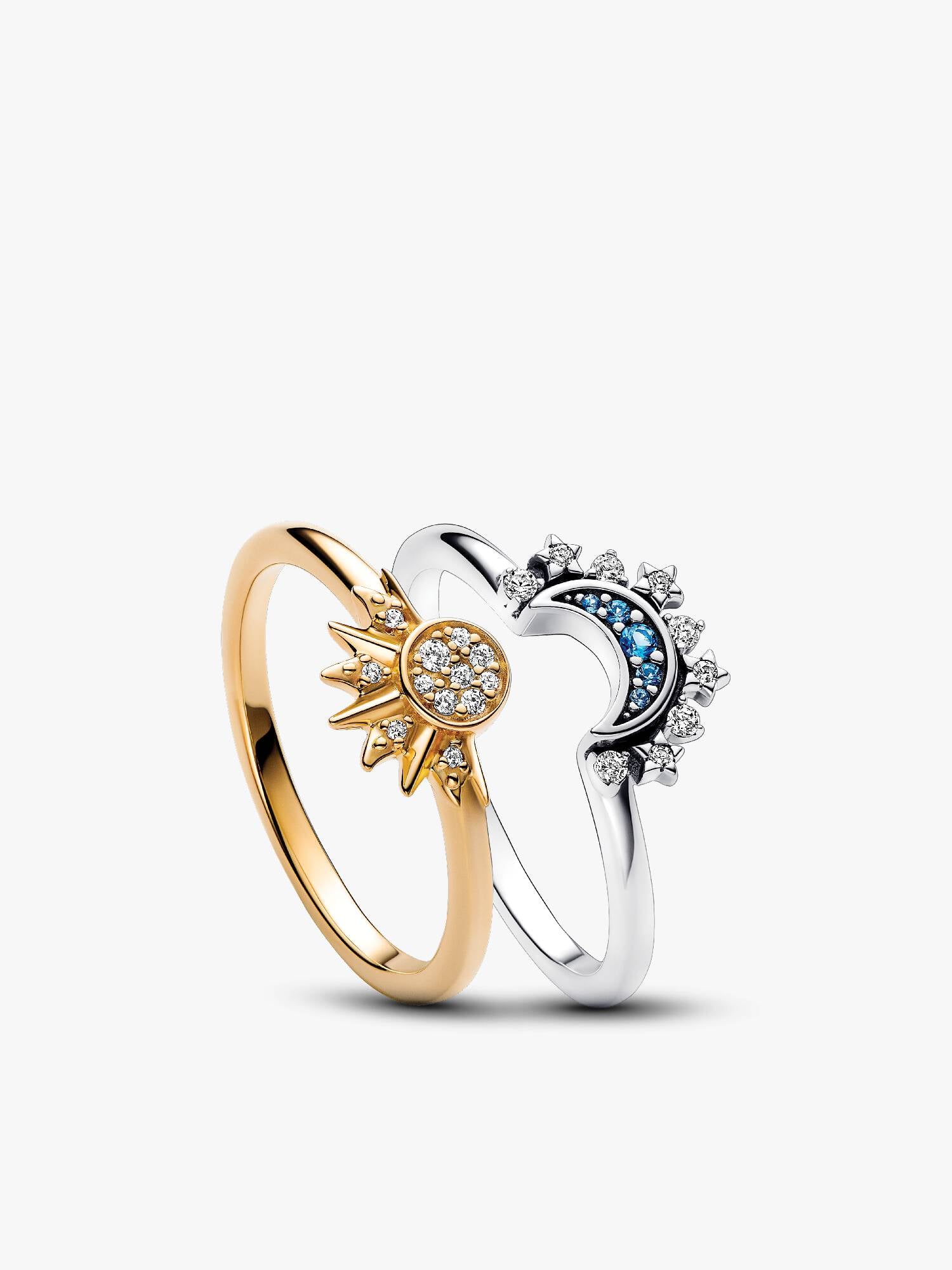 Ensemble de bagues scintillantes Soleil et Lune Celestial