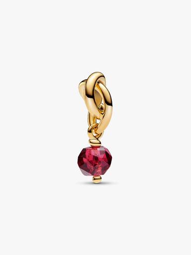 Juillet Charm Pendant Cercle de l'Éternité Rouge Profond Facetté
