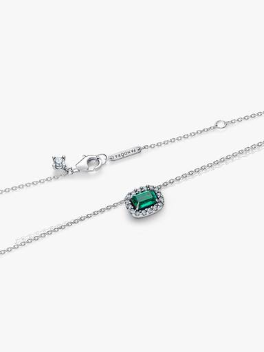 Collier à Pendentif Halo Vert Scintillant Rectangulaire