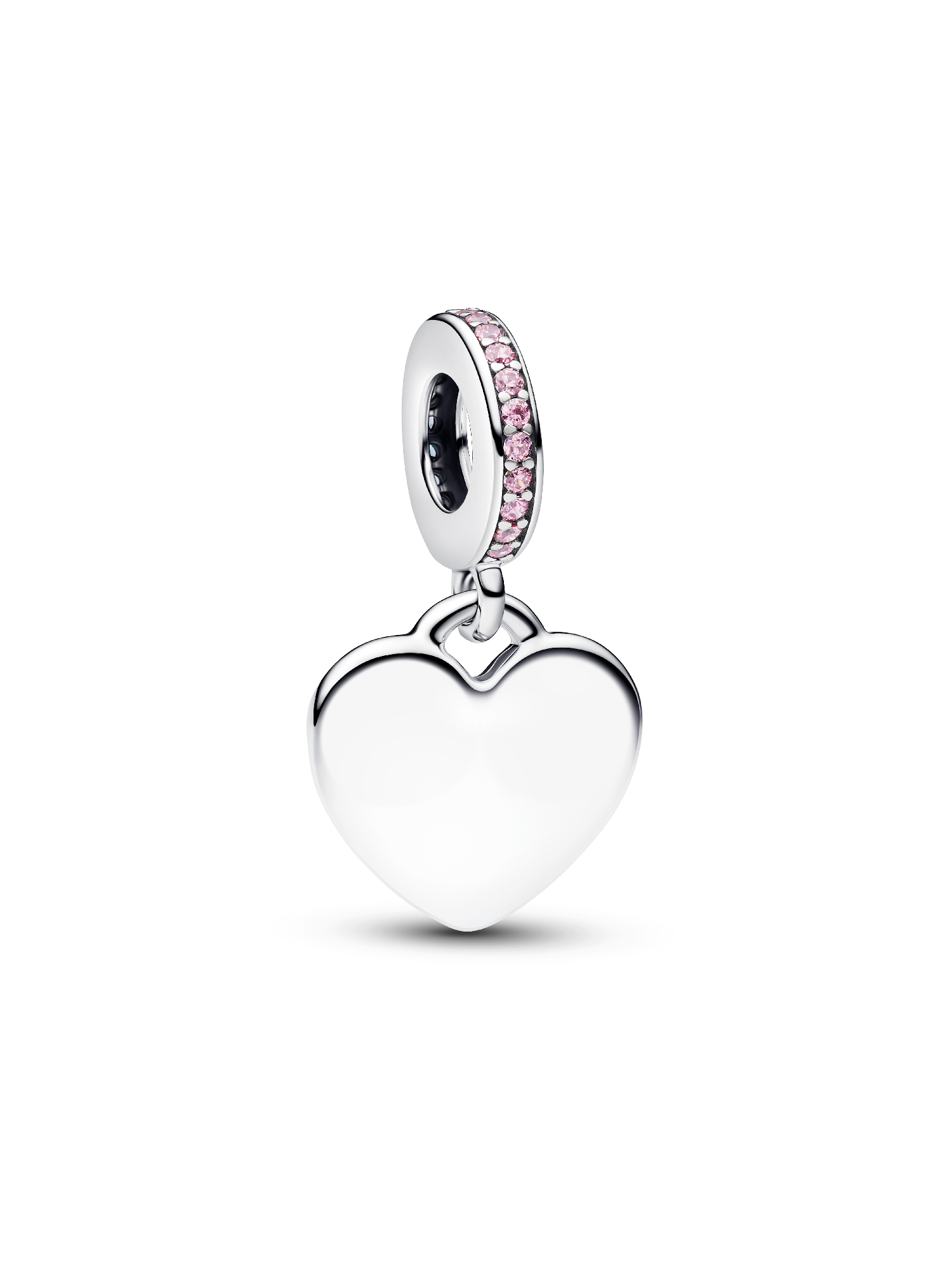 Graveerbare hart roze steen hangende bedel