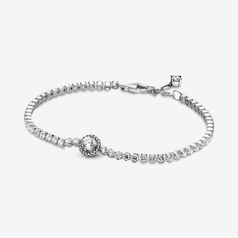Sterling silver bracelet with clear cubic zirconia image number 0