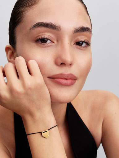 Graveerbaar Hart Zwart Koord Slider Armband