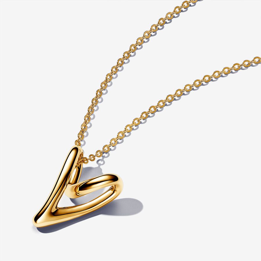 Heart pendant 14k gold-plated necklace image number 0