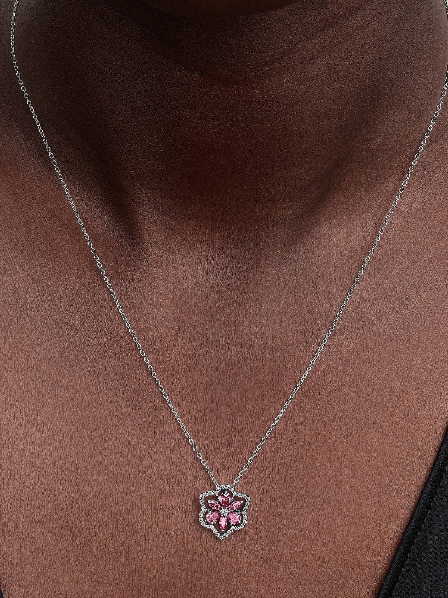 Sprankelende Roze Herbarium Bloem Ketting met Hanger