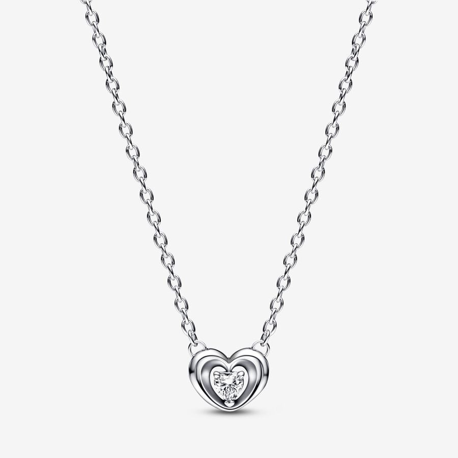 Heart sterling silver collier with clear cubic zirconia image number 0