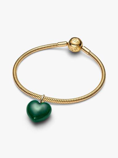 Charm Pendant Cœur Tridimensionnel Vert