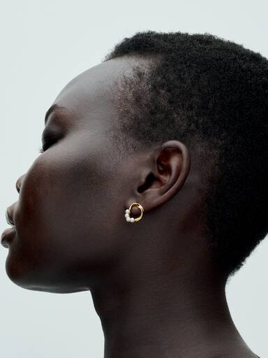 Clous d’Oreilles Cercle de Forme Organique & Perles de Culture d'Eau Douce Traitées