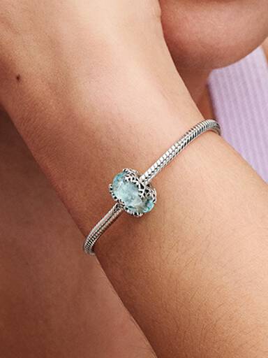 Charm Murano Flocon de Neige Bleu Hiver