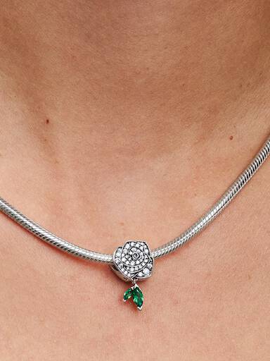 Charm Rose en Fleur Scintillante