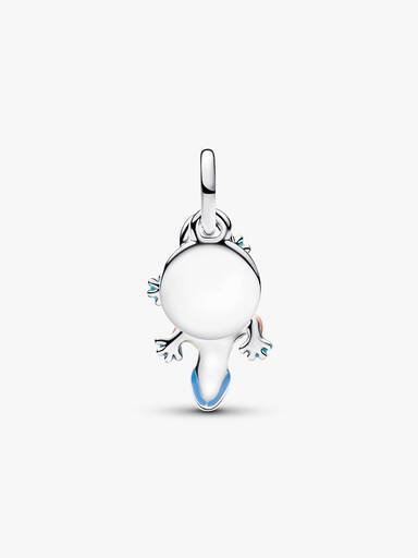 Charm Pendant Double Salamandre & Plaque Ronde Gravable