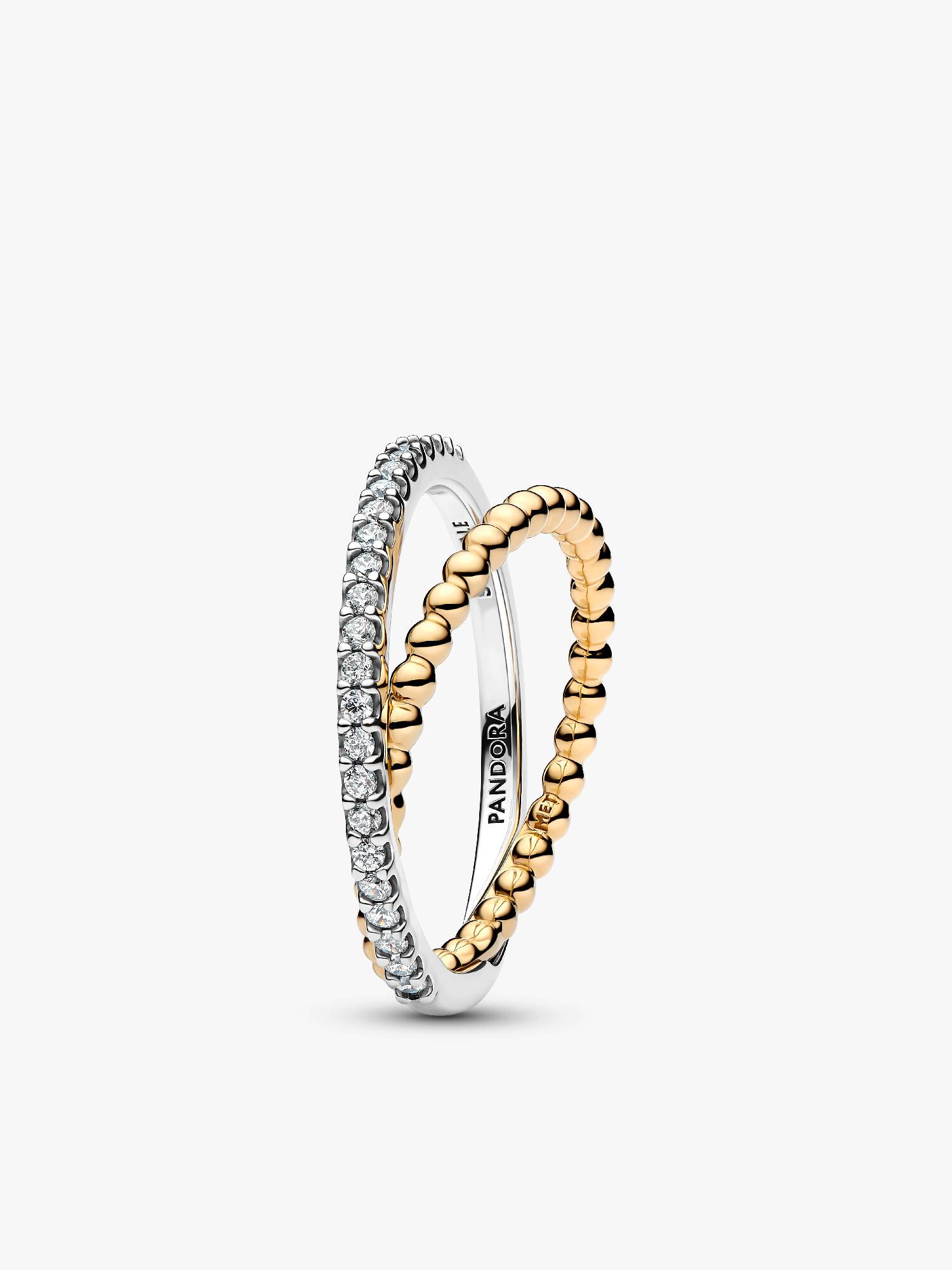 Gelinkte kralen en pavé dubbele bandring