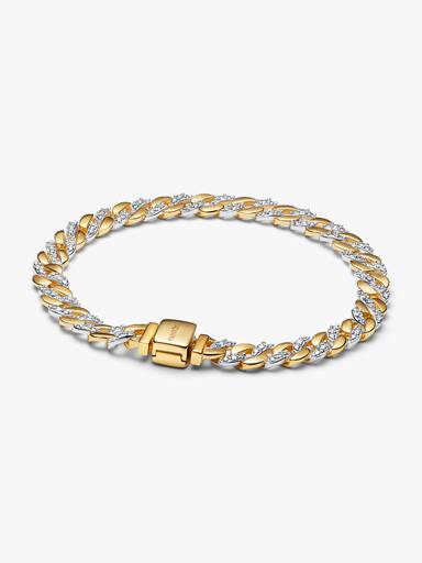 Bracelet Maille Cubaine Pavée Bicolore