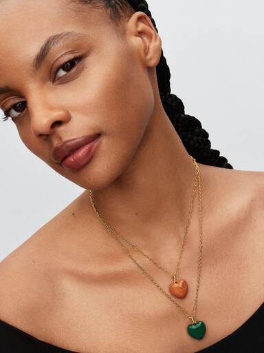 Charm Pendant Cœur Tridimensionnel Orange