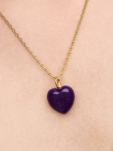 Charm Pendant Cœur Tridimensionnel Violet