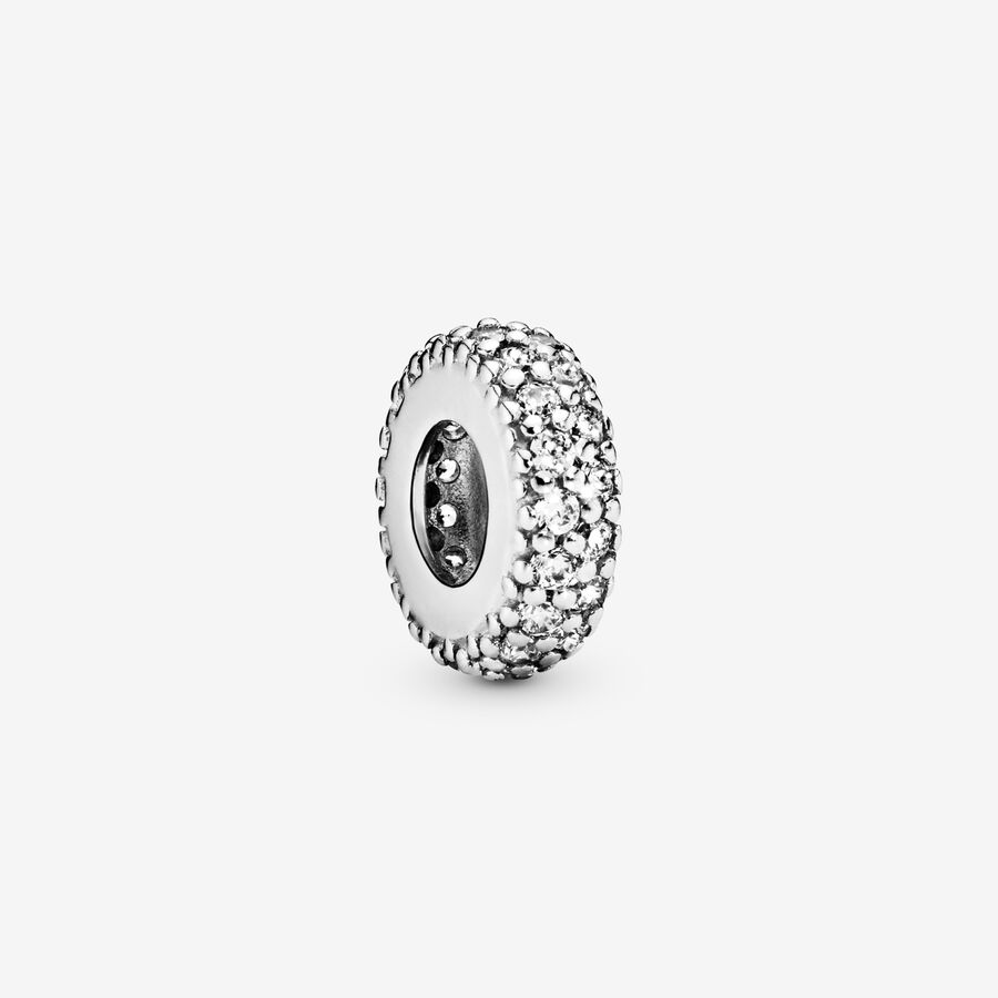 Abstract silver spacer with cubic zirconia image number 0