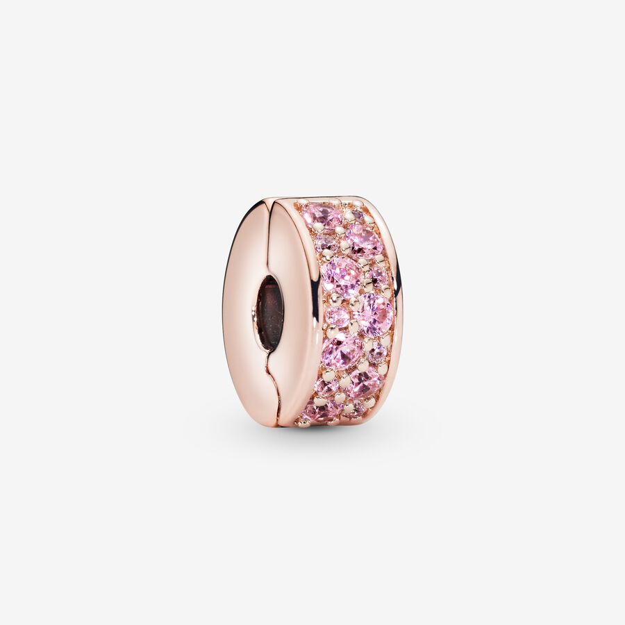 14k Rose gold-plated clip with pink cubic zirconia and silicone grip image number 0