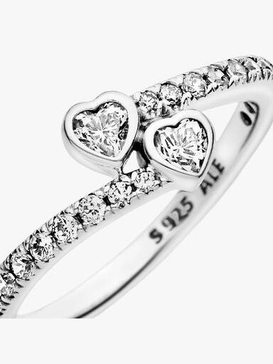Bague deux cœurs scintillants