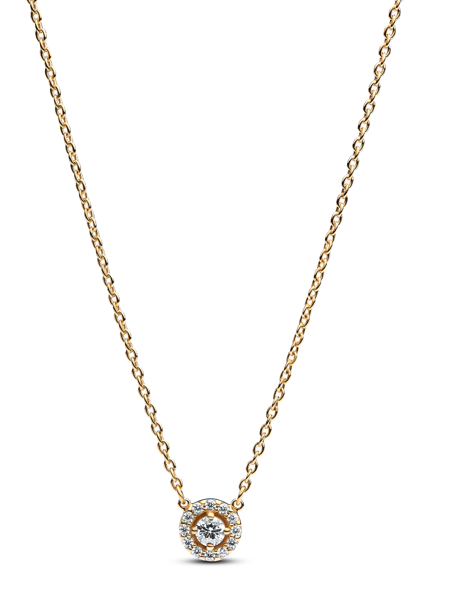 Halsketting met hanger met ronde halo en pavé