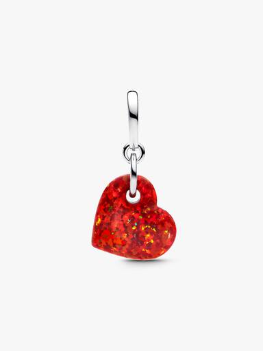 Charm Pendant Cœur Rouge Opalescent
