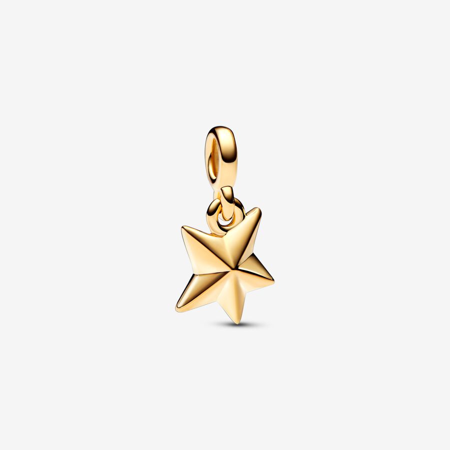 Star 14k gold-plated mini dangle with black enamel image number 0