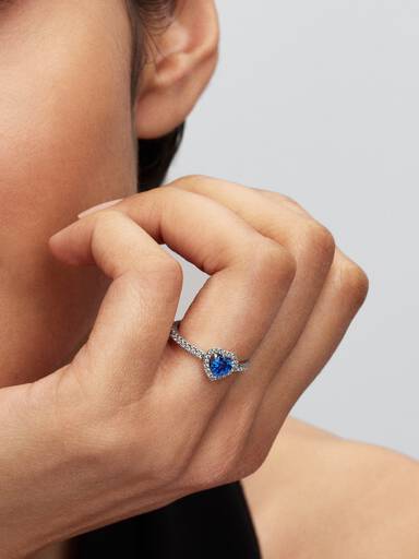 Verhoogd Prinsessenblauw Hart Ring