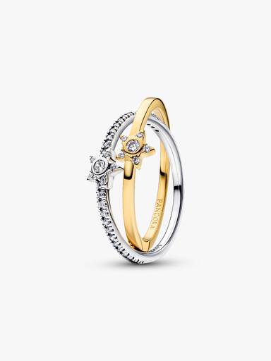Bague Croisée Étoile Scintillante