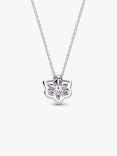 Collier à Pendentif Fleur Rose Scintillante Herbier