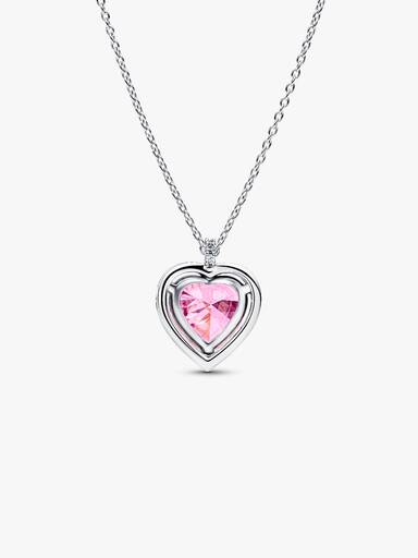 Roze Halo Hart Halsketting