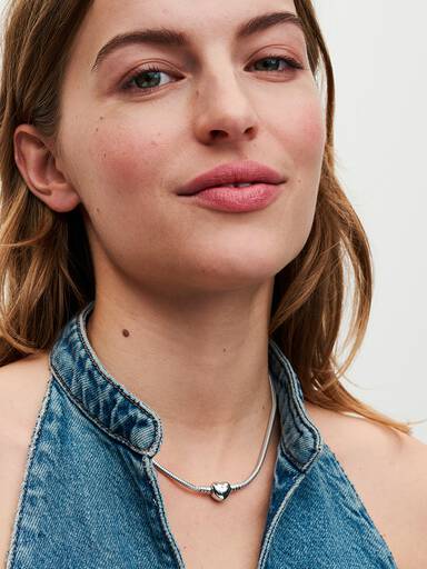 Snake Chain-halsketting met hartsluiting