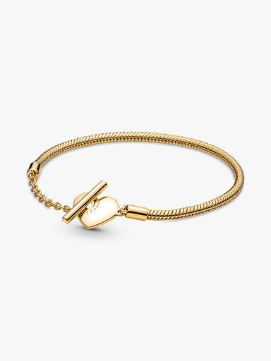 Bracelet Maille Serpent Barre en T Cœur