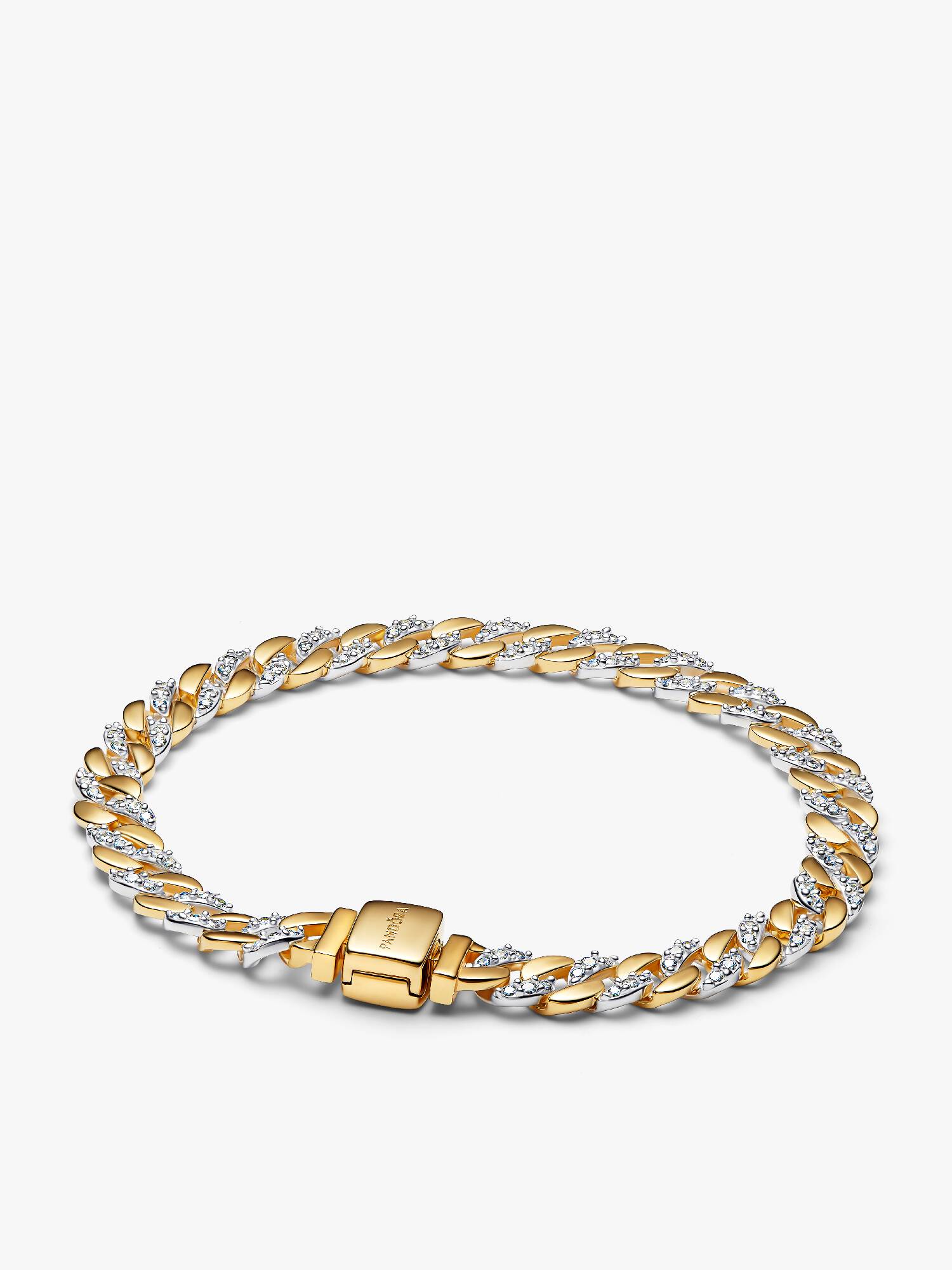 Bracelet Maille Cubaine Pavée Bicolore