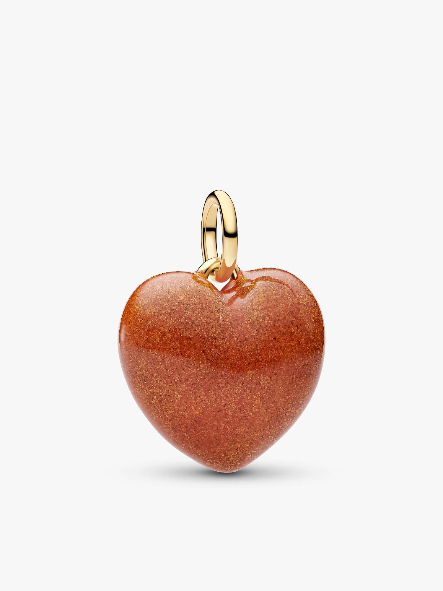 Charm Pendant Cœur Tridimensionnel Orange