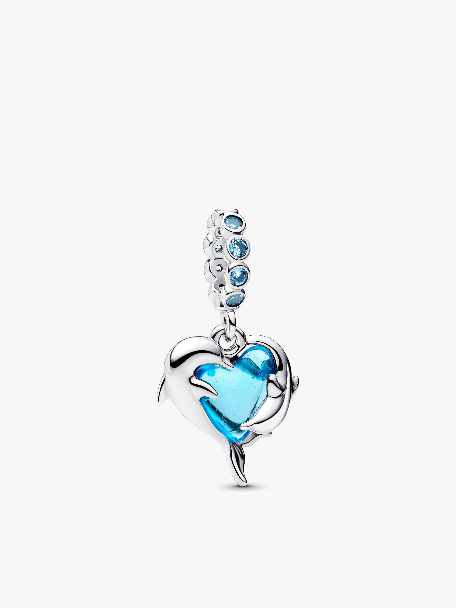 Charm Pendant Dauphins Verre de Murano Bleu