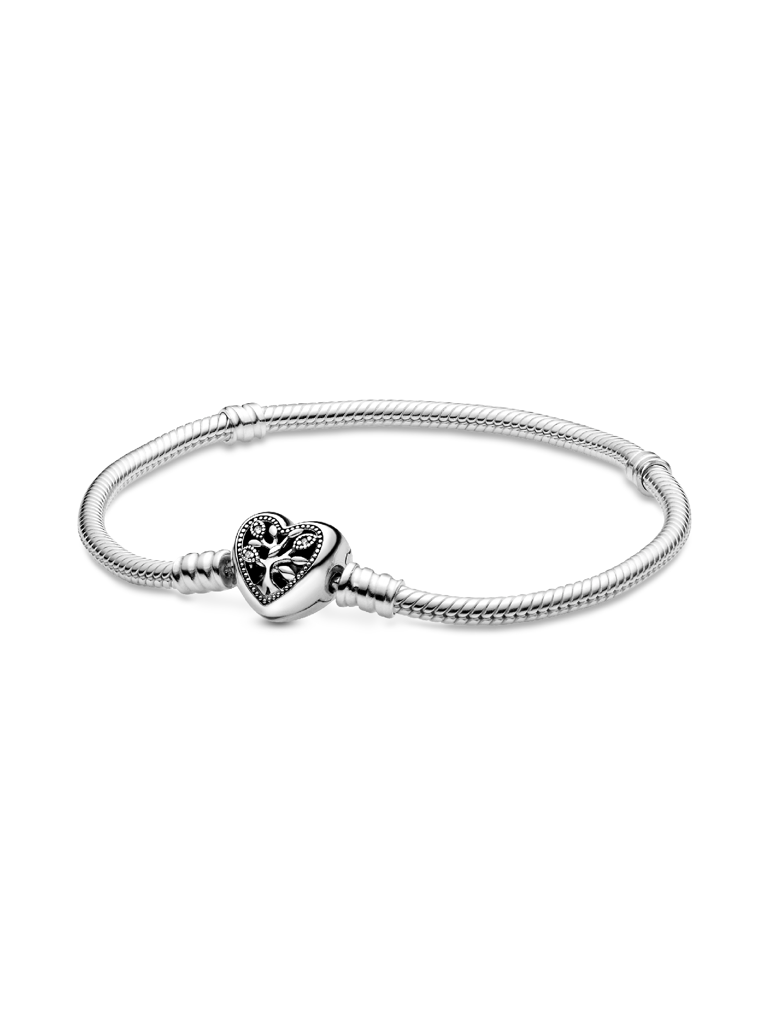 Snake chain-armband met stamboommotief en hartvormige sluiting