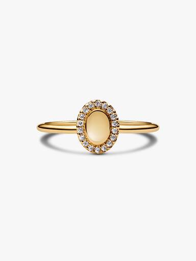 Graveerbare Ovale Halo Ring