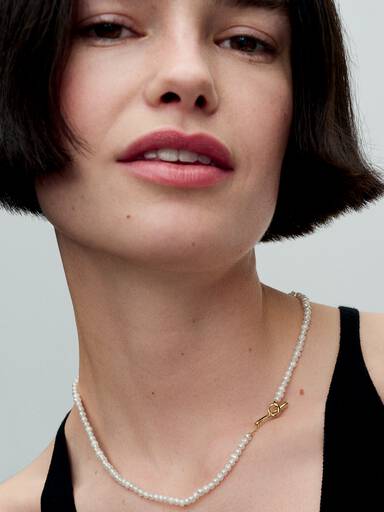 Collier Barre en T Perles de Culture d'Eau Douce Traitées