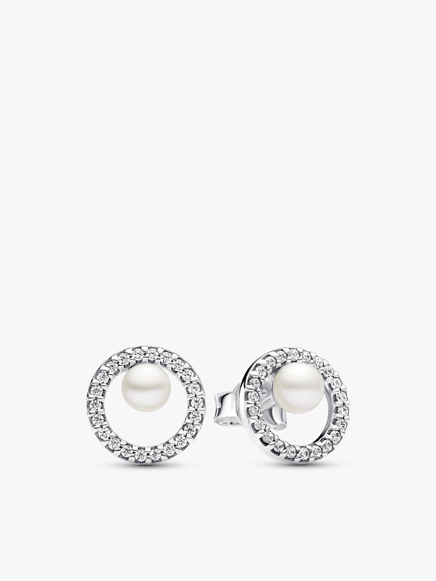 Clous d'Oreilles Perle de Culture d'Eau Douce Traitée & Halo Pavé