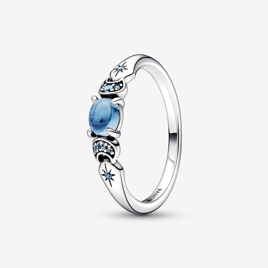 Disney Aladdin Jasmine sterling silver ring with icy blue crystal and moonlight blue crystal image number 0