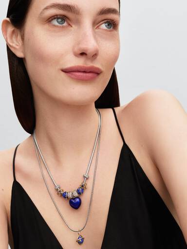 Charm Pendant Cœur Tridimensionnel Bleu