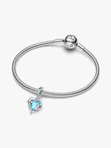 Charm Pendant Dauphins Verre de Murano Bleu