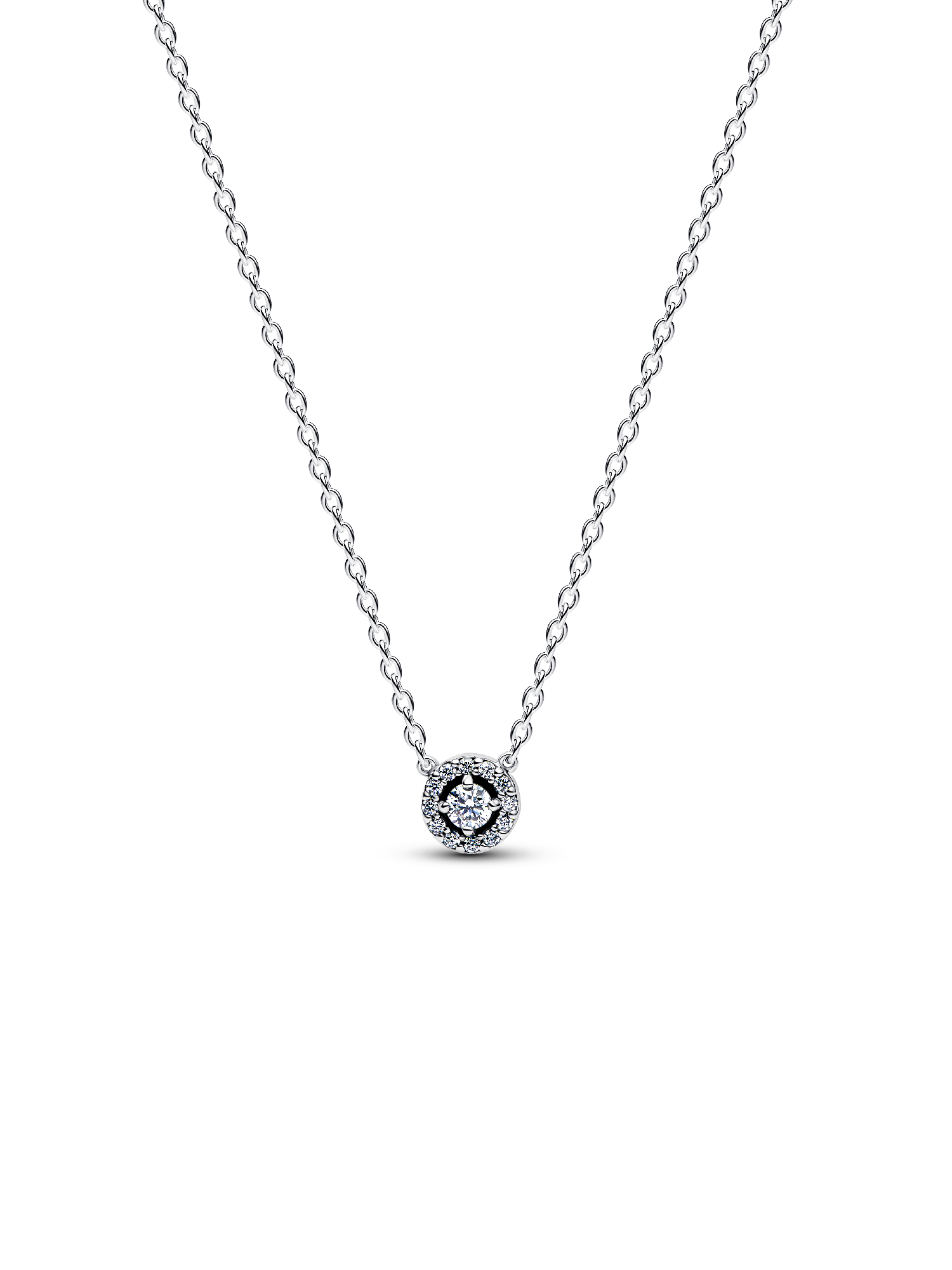 Halsketting met hanger met ronde halo en pavé