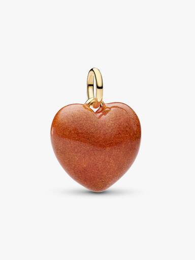 Charm Pendant Cœur Tridimensionnel Orange