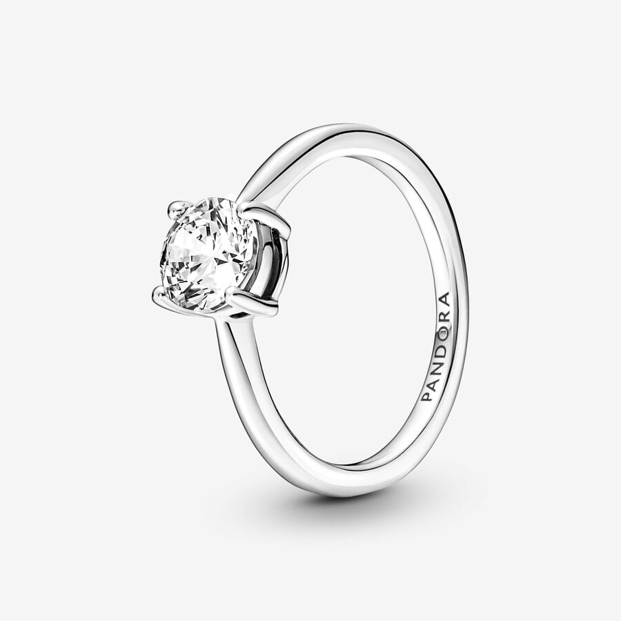 Sterling silver ring with clear cubic zirconia image number 0
