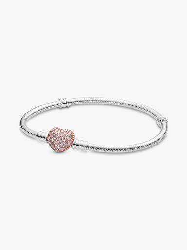 Bracelet Maille Serpent Fermoir Cœur Pavé