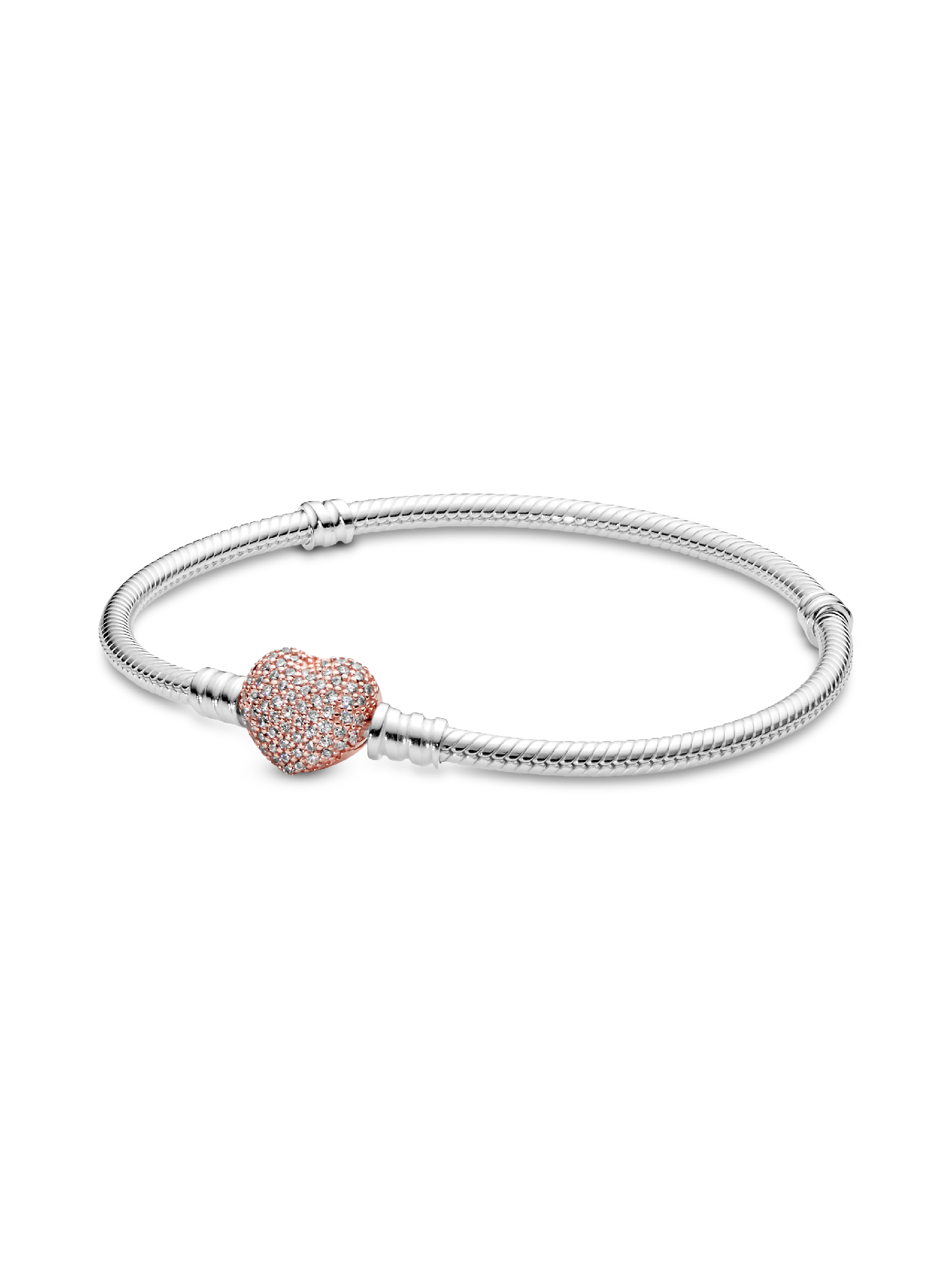 Pavé Hart Sluiting Snake Chain Armband