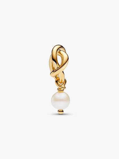Juin Charm Pendant Triple Cercle de l'Éternité Perle de Culture d’Eau Douce Traitée
