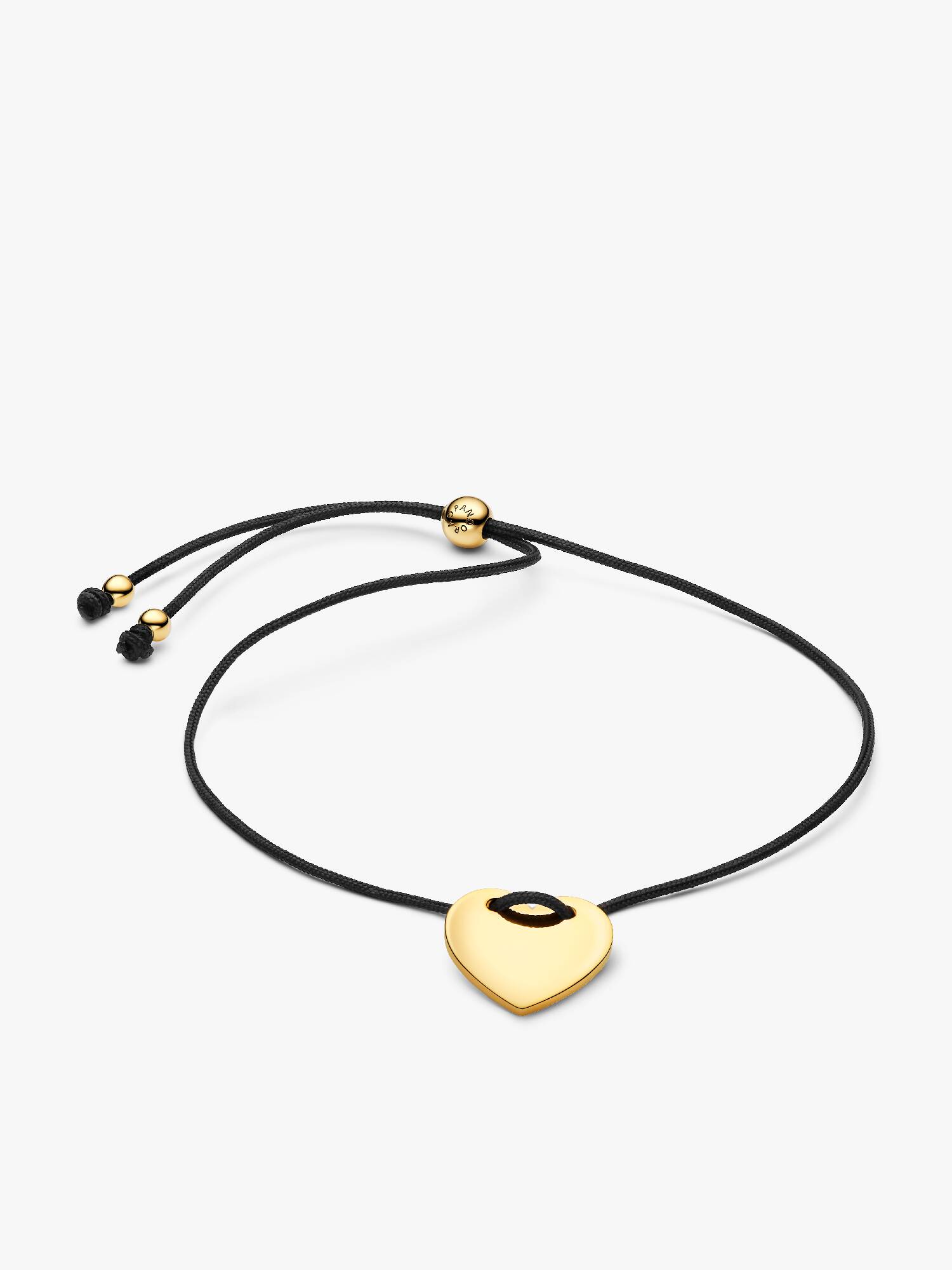 Bracelet Coulissant Cordon Noir Cœur Gravable