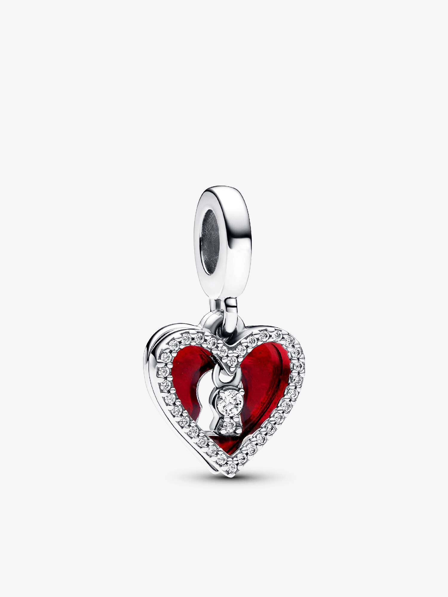 Double Charm Pendant Cœur Rouge & Trou de Serrure